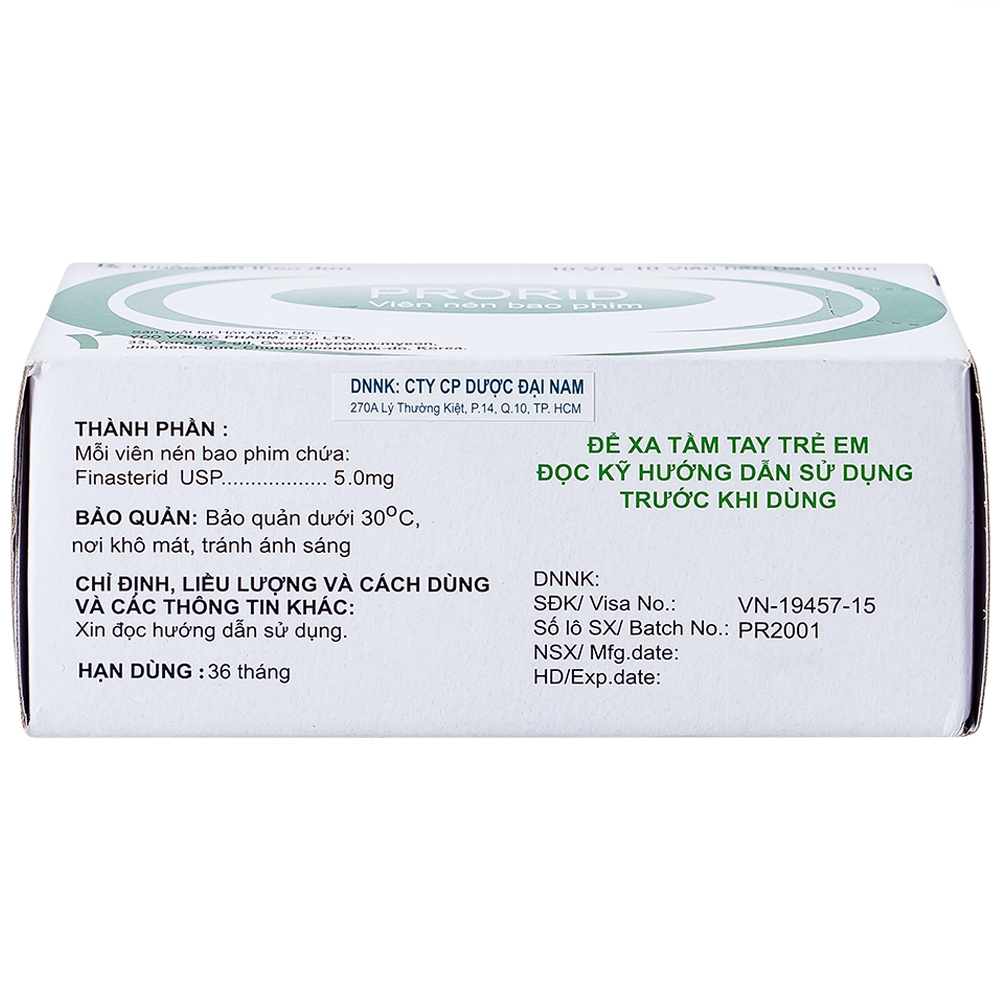Thuốc Prorid 5mg Yoo Young điều trị tăng sản tuyến tiền liệt lành tính (10 vỉ x 10 viên)