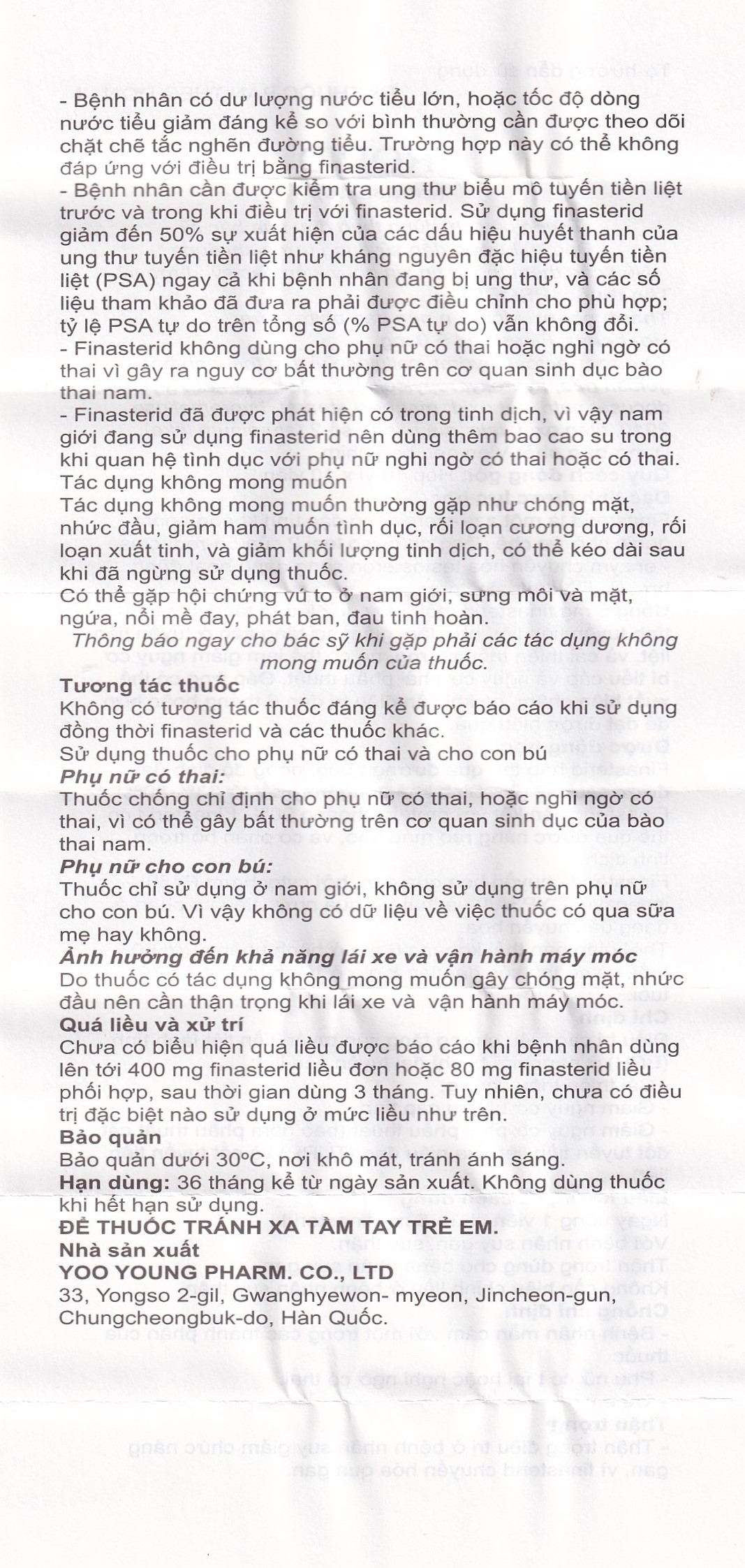 Thuốc Prorid 5mg Yoo Young điều trị tăng sản tuyến tiền liệt lành tính (10 vỉ x 10 viên)