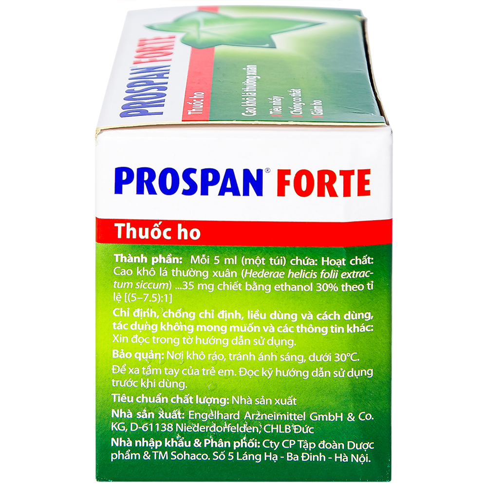 Thuốc ho Prospan Forte Engelhard điều trị viêm đường hô hấp cấp (21 túi x 5ml)