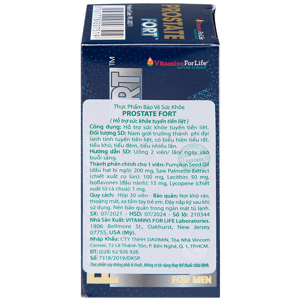 Viên uống hỗ trợ sức khỏe tuyến tiền liệt nam giới Prostate Fort Vitamins For Life (30 viên)