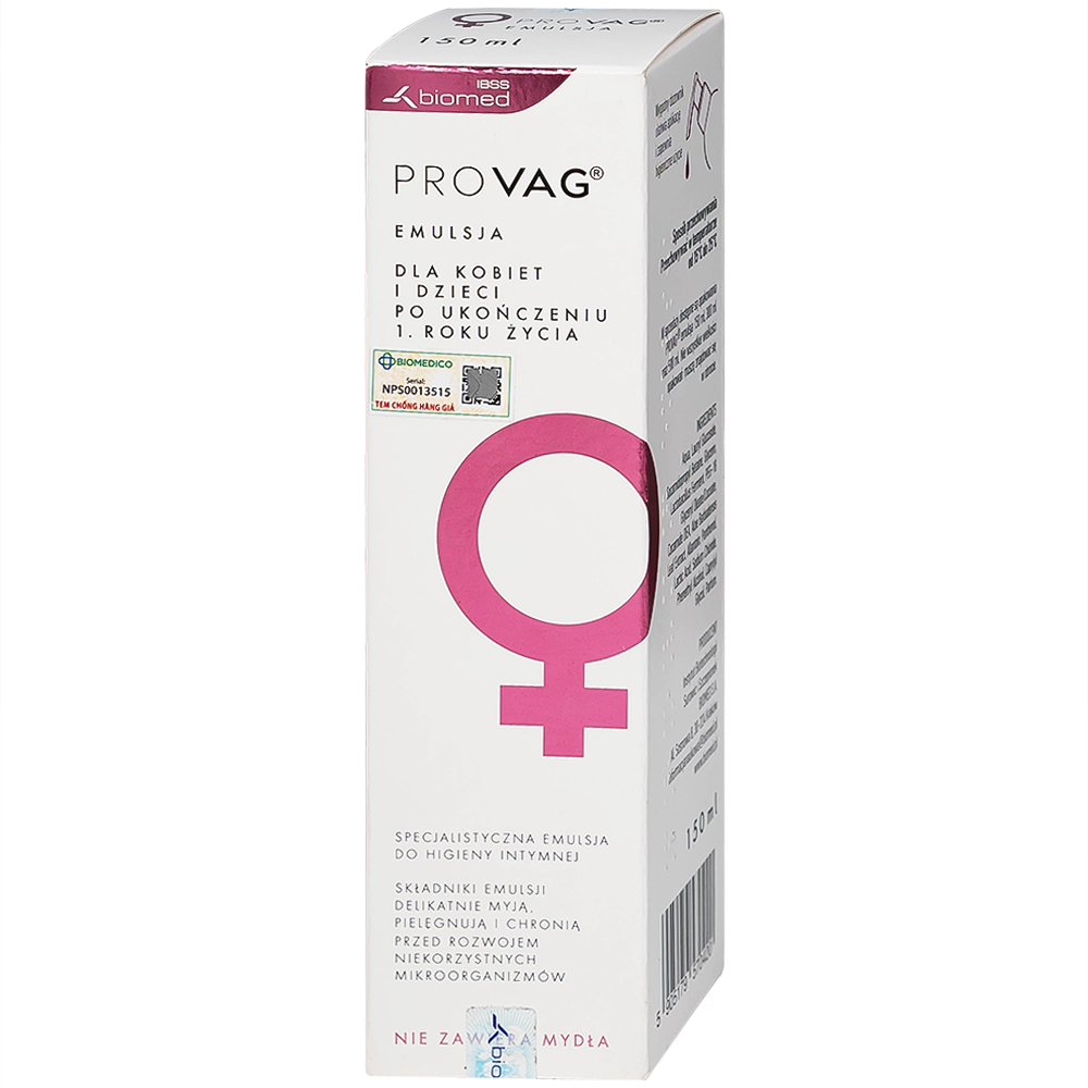 Dung dịch vệ sinh phụ nữ Provag Emulsion Biomed hỗ trợ giảm viêm nhiễm, kháng khuẩn (150ml)