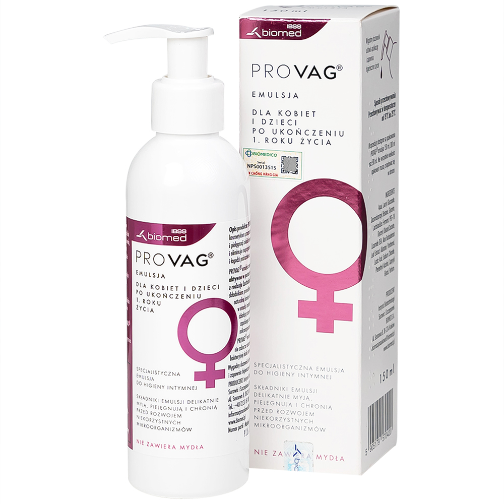 Dung dịch vệ sinh phụ nữ Provag Emulsion Biomed hỗ trợ giảm viêm nhiễm, kháng khuẩn (150ml)