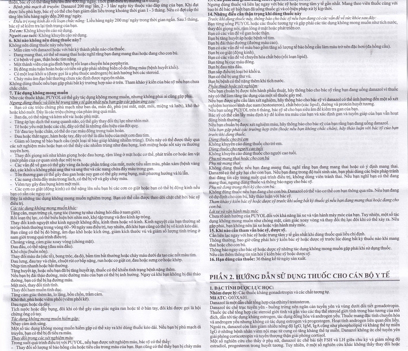 Thuốc Puyol 200mg Davipharm điều trị lạc nội mạc tử cung (3 vỉ x 10 viên)