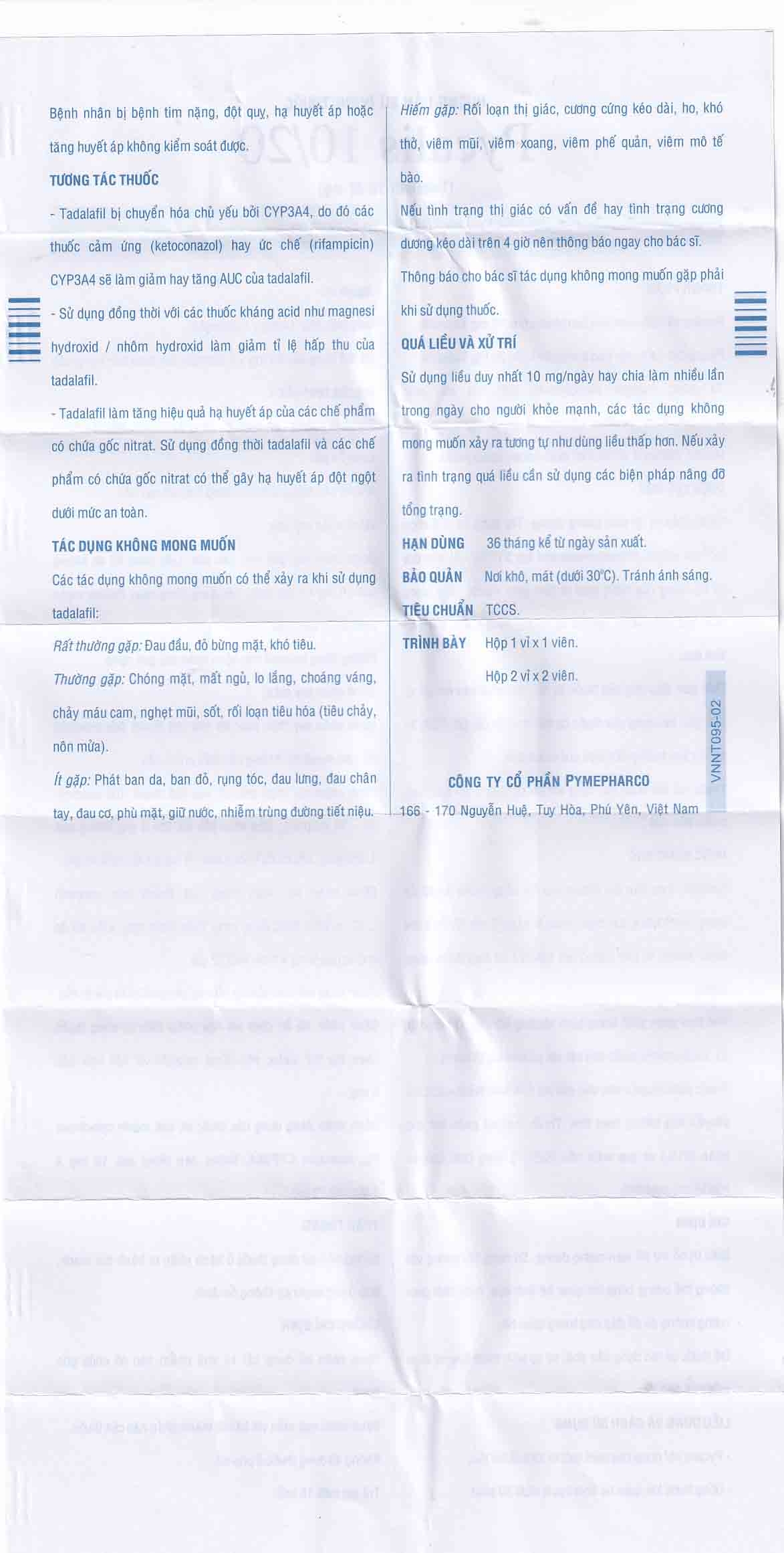 Thuốc Pycalis 20 Pymepharco điều trị hỗ trợ rối loạn cương dương (1 vỉ x 1 viên)