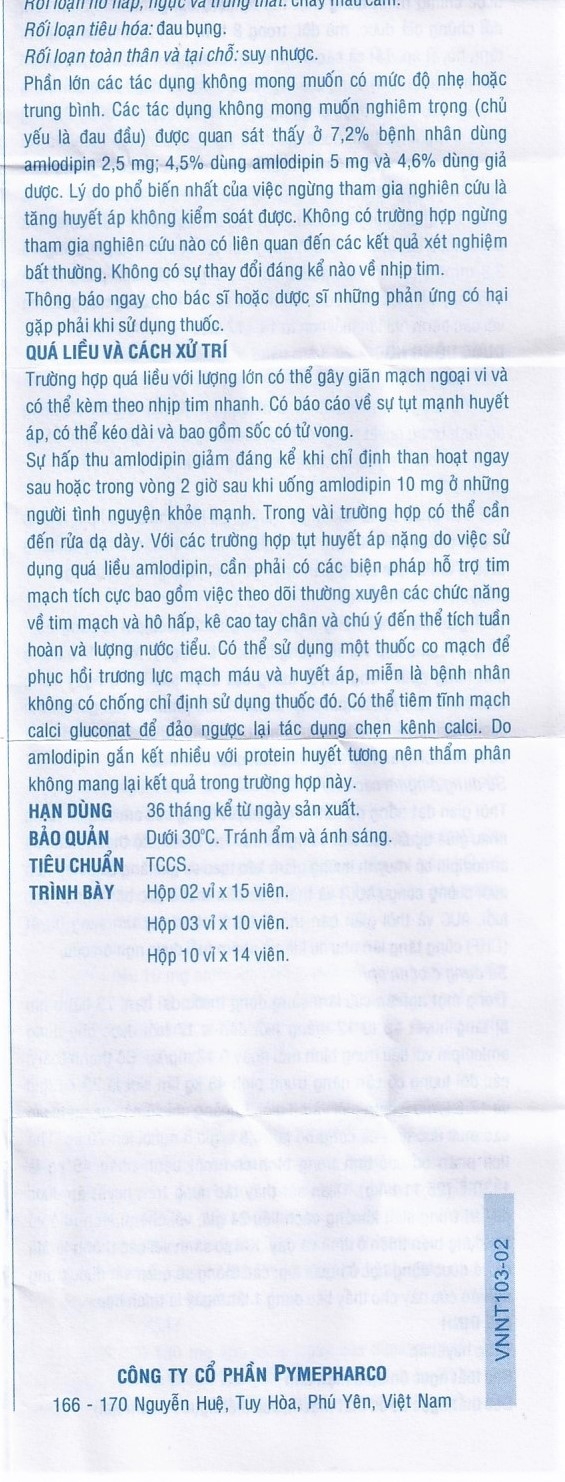 Thuốc Pyme-Am5 Pymepharco điều trị tăng huyết áp (10 vỉ x 14 viên)