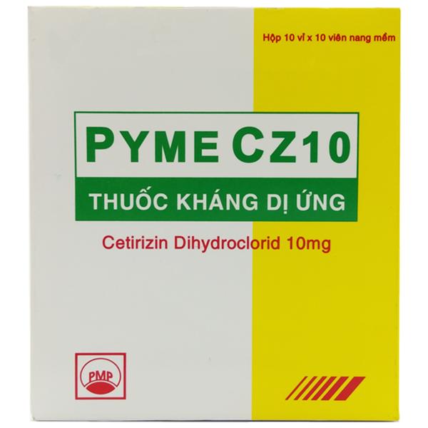 Thuốc kháng dị ứng Pyme Cz10 Pymepharco điều trị viêm mũi dị ứng, sổ mũi, mày đay (10 vỉ x 10 viên)