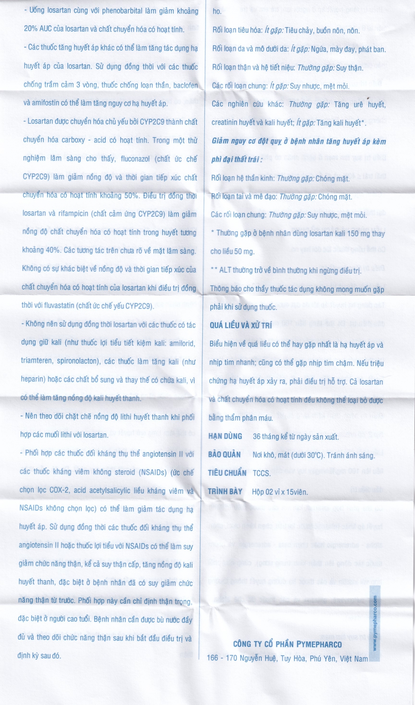 Thuốc Pyzacar 25mg Pymepharco chống tăng huyết áp (2 vỉ x 15 viên)