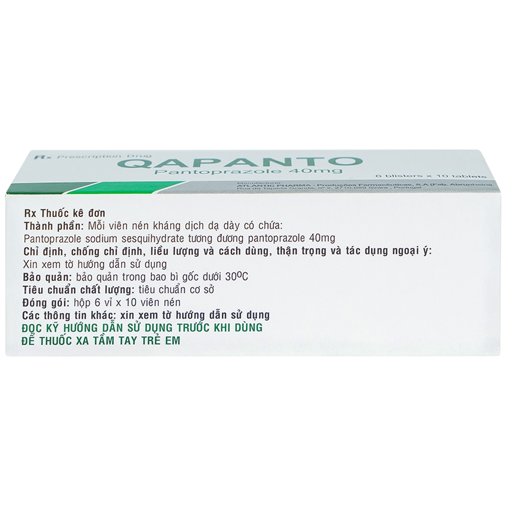 Thuốc Qapanto Atlantic giảm tái phát loét tá tràng, dạ dày (6 vỉ x 10 viên)