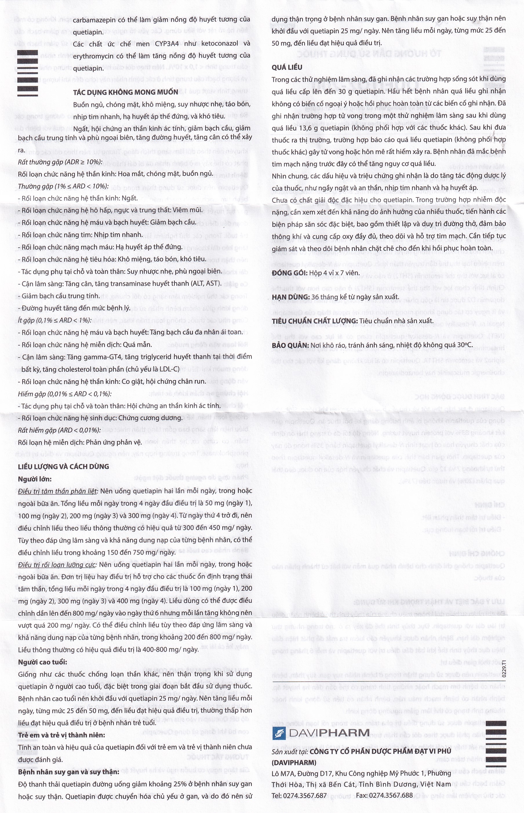 Thuốc Queitoz-200 Davipharm điều trị tâm thần phân liệt (4 vỉ x 7 viên)