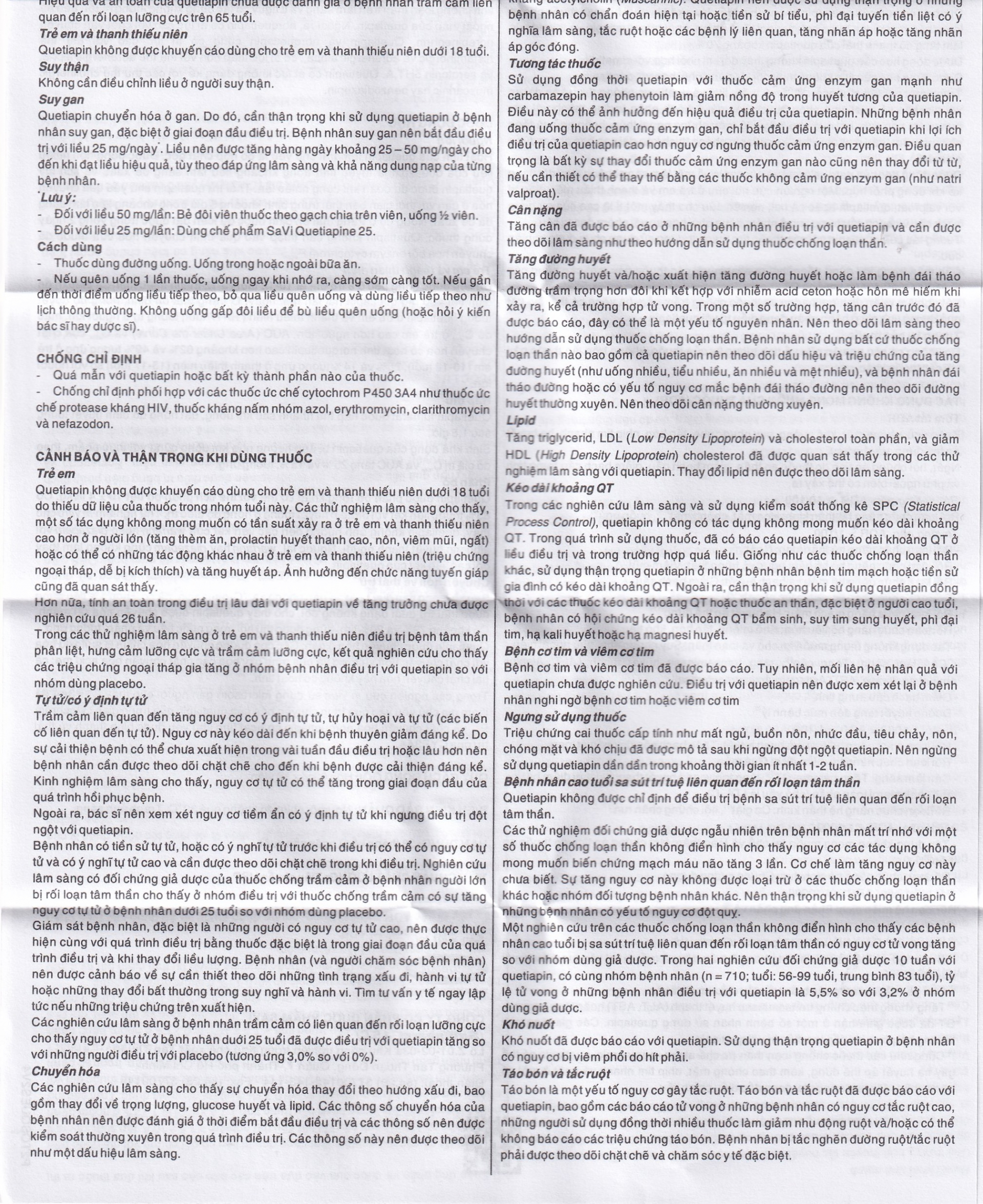 Thuốc Savi Quetiapine 100 điều trị tâm thần phân liệt (3 vỉ x 10 viên)