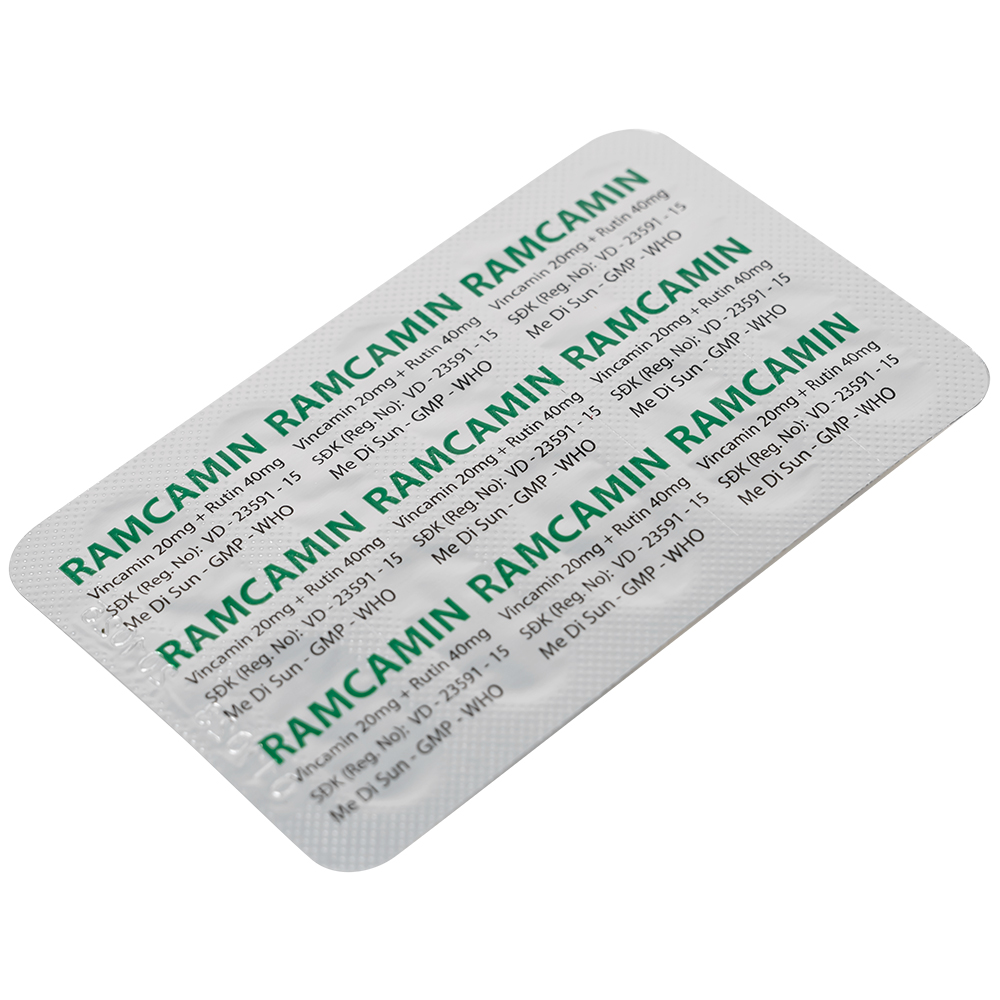 Thuốc Ramcamin Medisun hỗ trợ điều trị tuần hoàn não, suy giảm trí nhớ (6 vỉ x 10 viên)