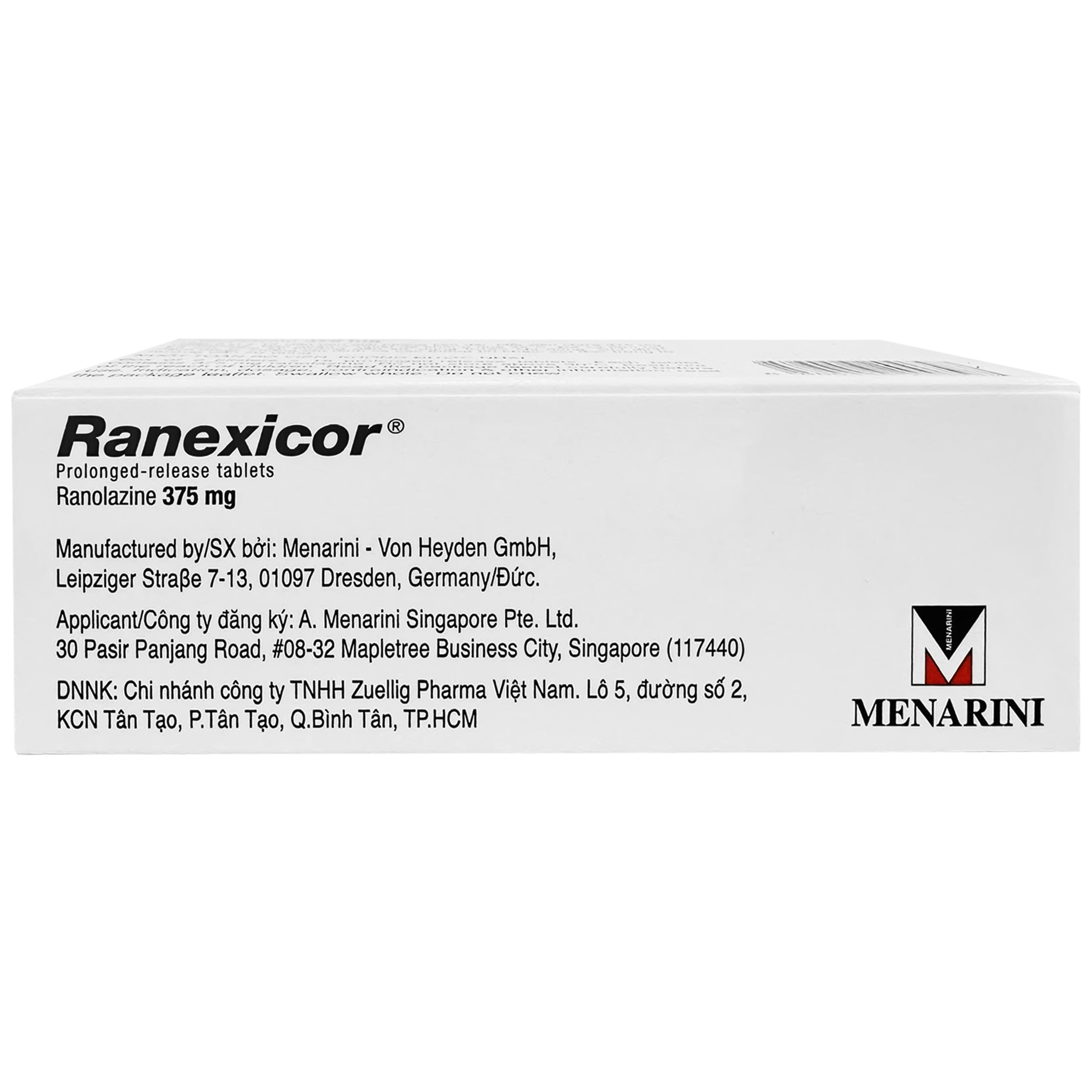 Thuốc Ranexicor 375MG Menarini điều trị đau thắt ngực mãn tính (2 vỉ x 15 viên)