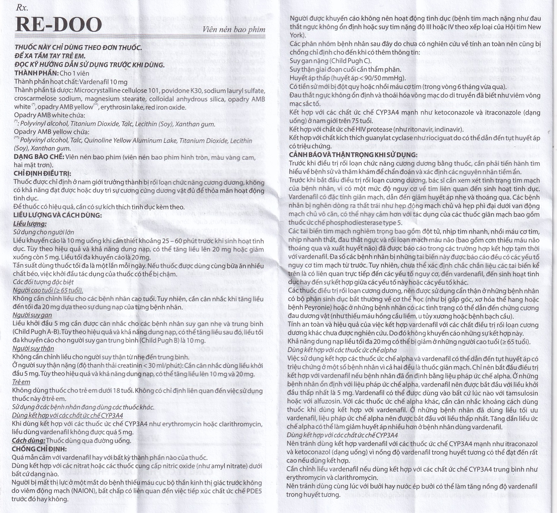 Thuốc Re-Doo 10mg Reliv điều trị rối loạn chức năng cương dương (2 vỉ x 2 viên)