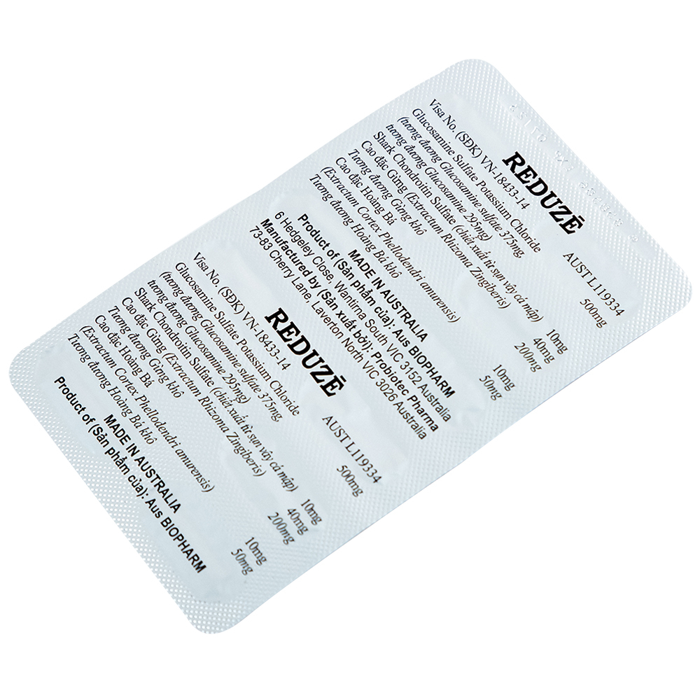Thuốc Reduze Aus Biopharm giảm viêm khớp gối nhẹ và trung bình (5 vỉ x 12 viên)