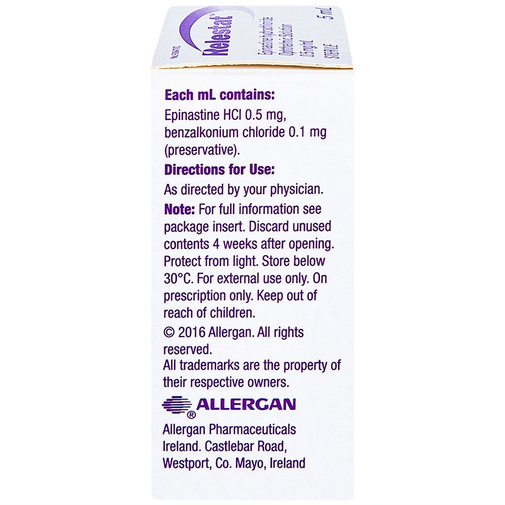 Dung dịch Relestat Allergan điều trị và phòng ngừa ngứa mắt (5ml)