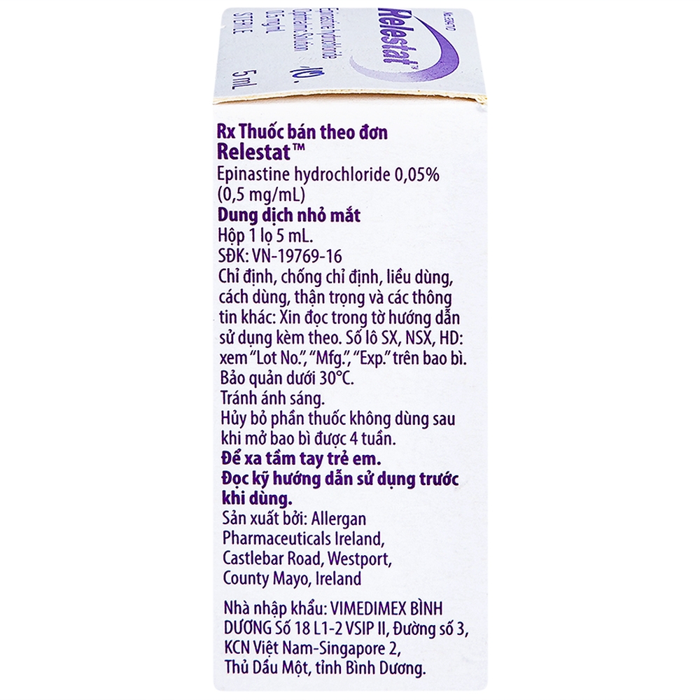 Dung dịch Relestat Allergan điều trị và phòng ngừa ngứa mắt (5ml)
