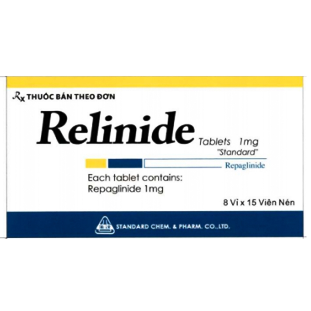 Thuốc Relinide 1mg Standard Chem &amp; Pharm điều trị đái tháo đường típ 2 (8 vỉ x 15 viên)