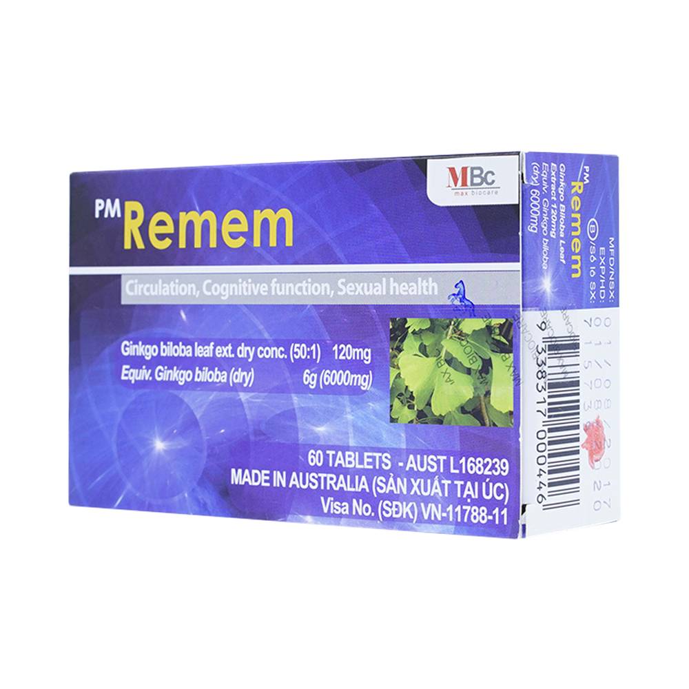 Thuốc Remem Probiotec điều trị suy tuần hoàn não, di chứng tai biến mạch máu não (4 vỉ x 15 viên)