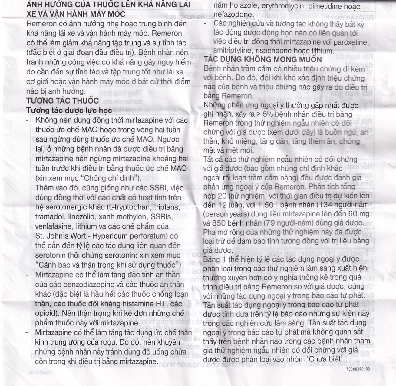 Thuốc Remeron 30mg MSD điều trị các đợt của trầm cảm nặng (3 vỉ x 10 viên)