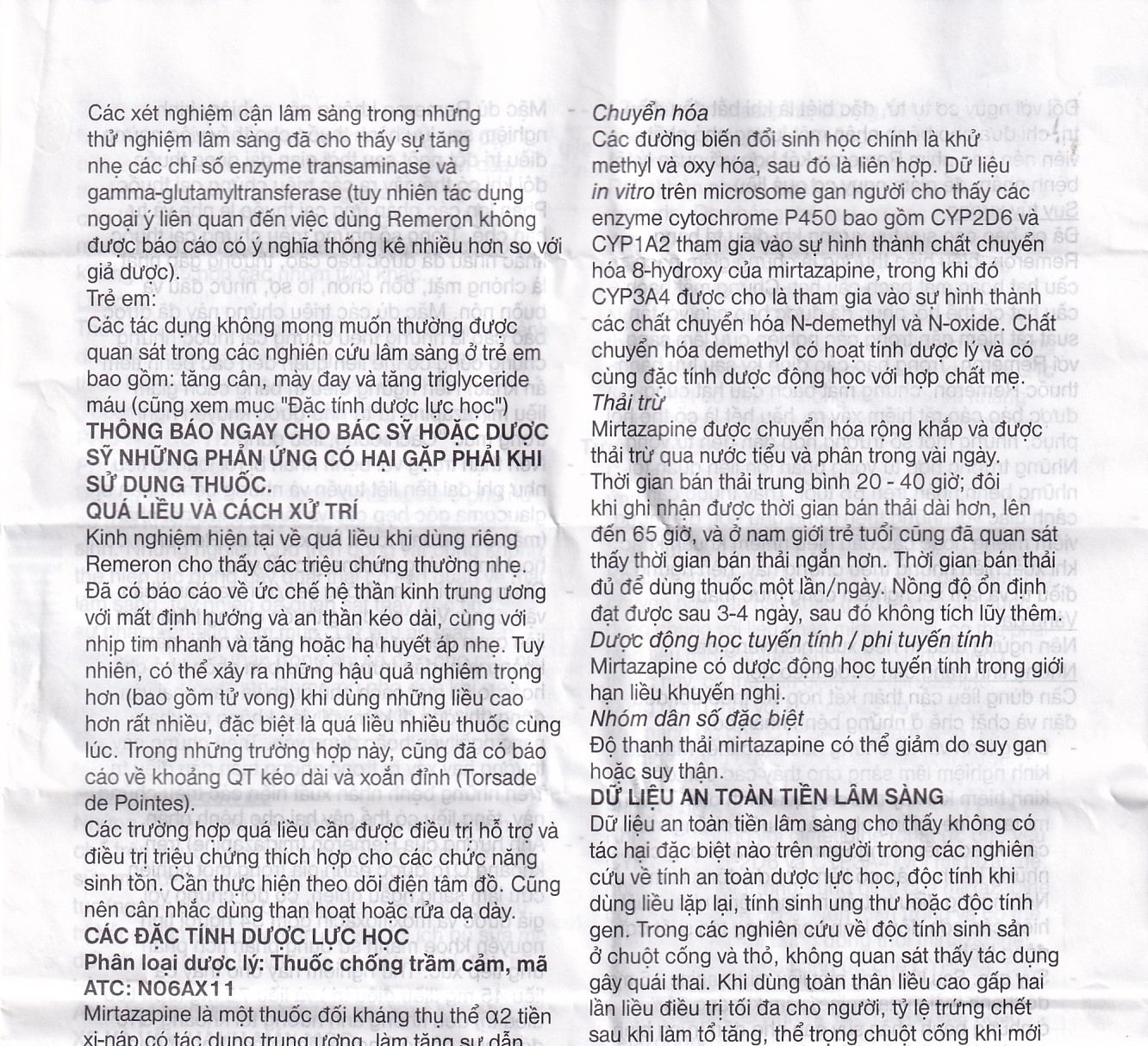 Thuốc Remeron 30mg MSD điều trị các đợt của trầm cảm nặng (3 vỉ x 10 viên)