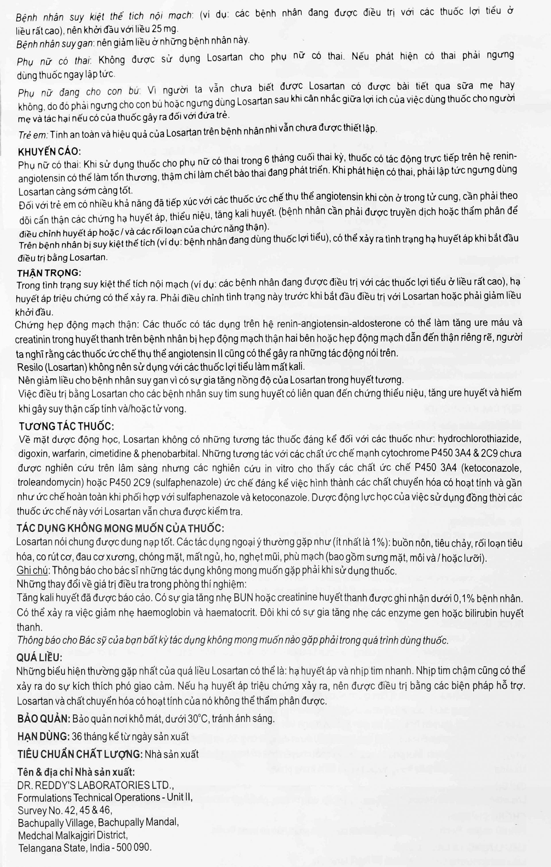 Thuốc Resilo 25 Dr.Reddy's điều trị cao huyết áp (2 vỉ x 10 viên)