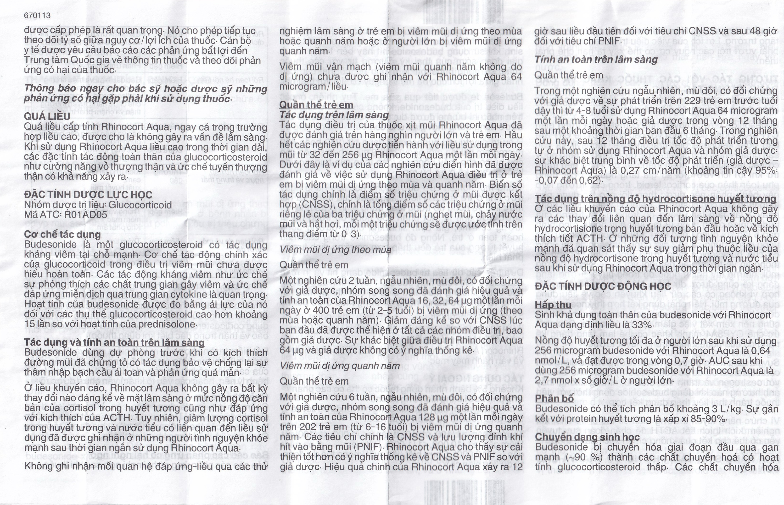 Thuốc Rhinocort Aqua 64mcg McNeil điều trị trong các trường hợp viêm mũi dị ứng quanh năm và viêm mũi dị ứng theo mùa (120 liều)
