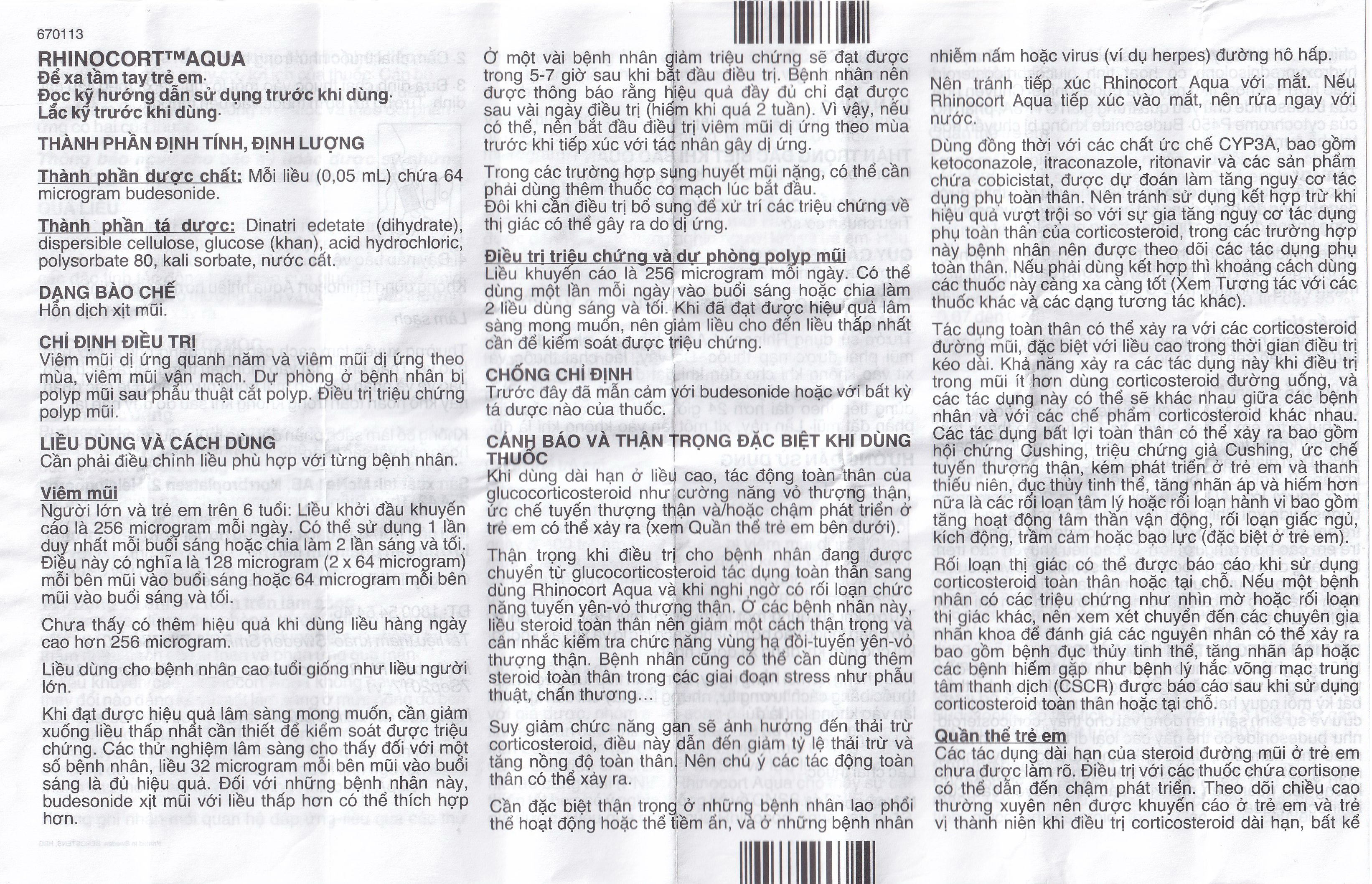 Thuốc Rhinocort Aqua 64mcg McNeil điều trị trong các trường hợp viêm mũi dị ứng quanh năm và viêm mũi dị ứng theo mùa (120 liều)