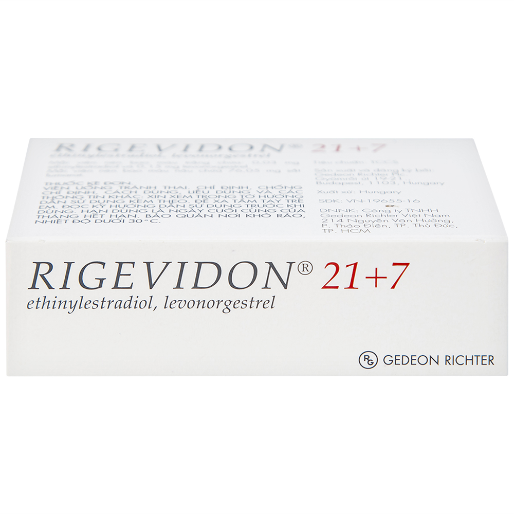 Thuốc Rigevidon 21+7 Gedeon dùng cho tránh thai (3 vỉ x 28 viên) 