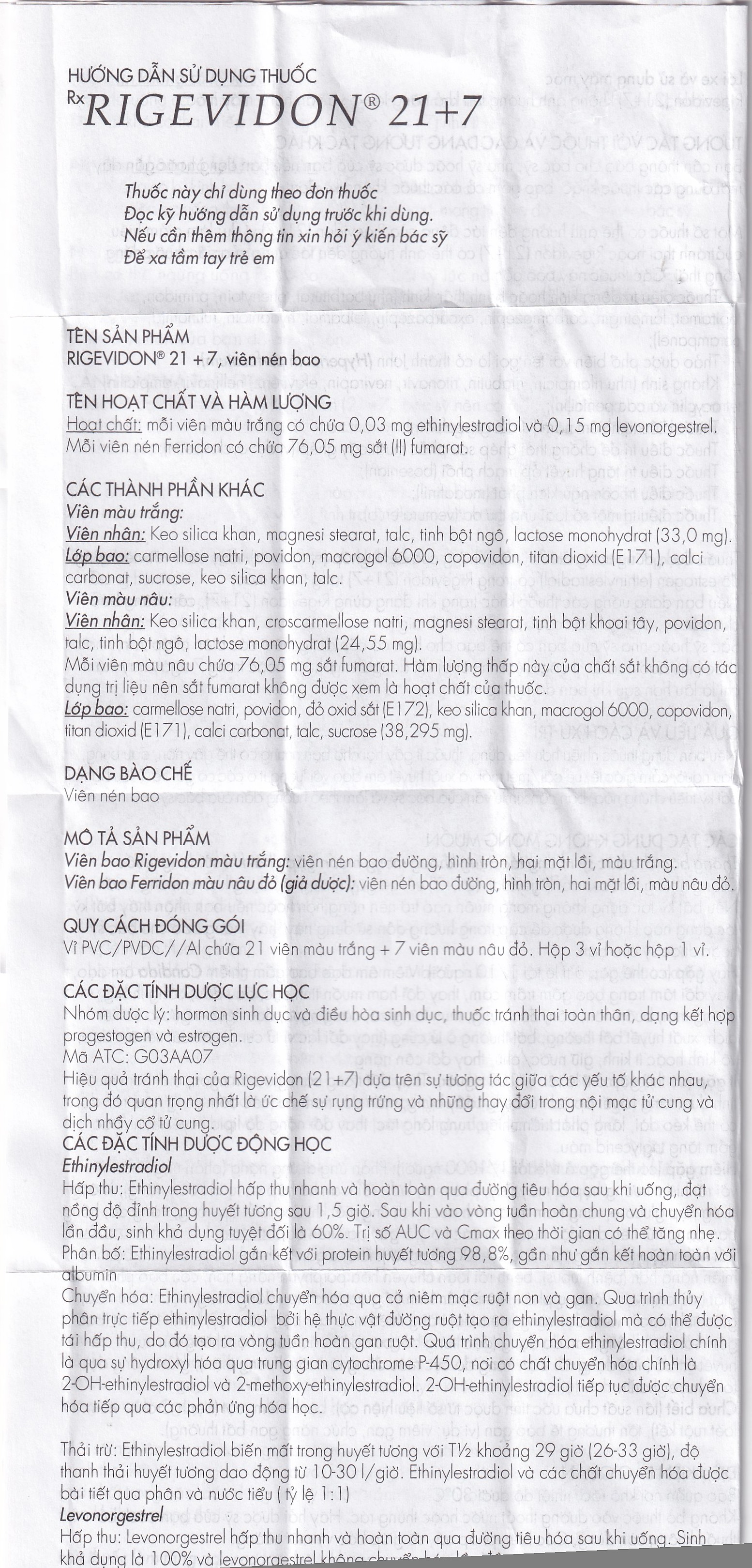 Thuốc Rigevidon 21+7 Gedeon dùng cho tránh thai (3 vỉ x 28 viên) 