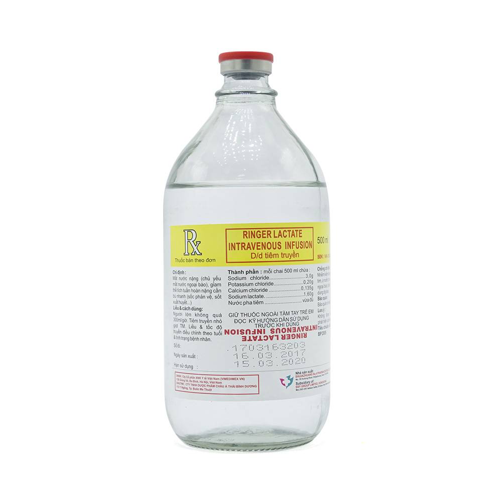 Dung dịch Ringer Lactate Intravenous Infusion truyền tĩnh mạch bù nước và điện giải (500ml)