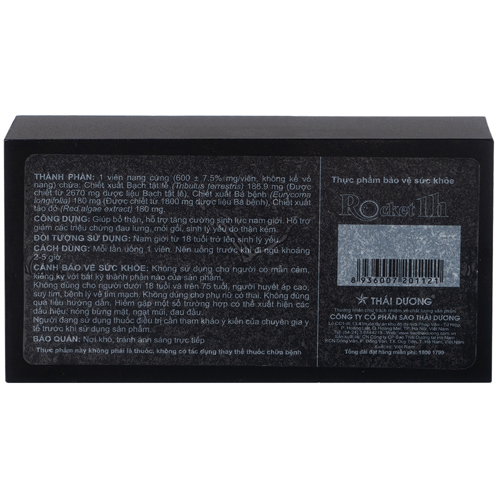 Viên hỗ trợ tăng cường sinh lực nam giới Rocket 1h Sao Thái Dương (6 viên)