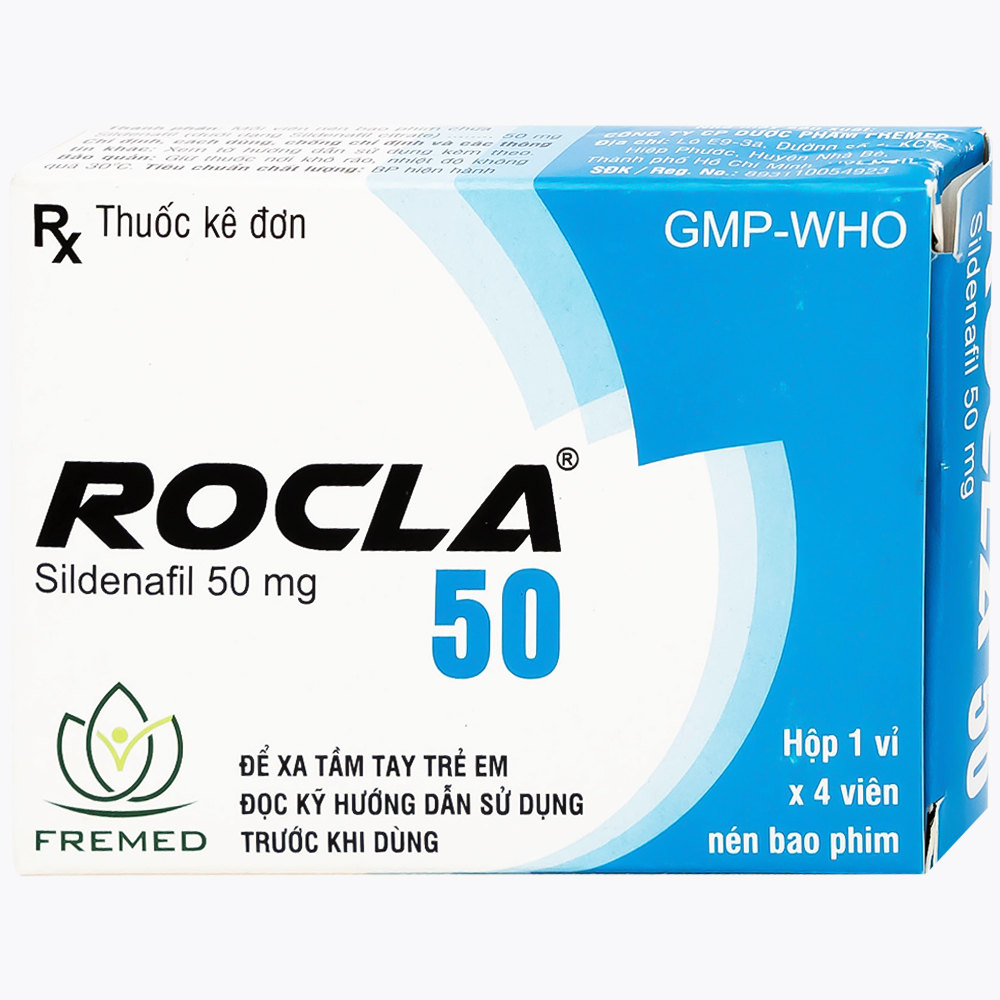Thuốc Rocla 50 Fremed điều trị các tình trạng rối loạn cương dương (1 vỉ x 4 viên)