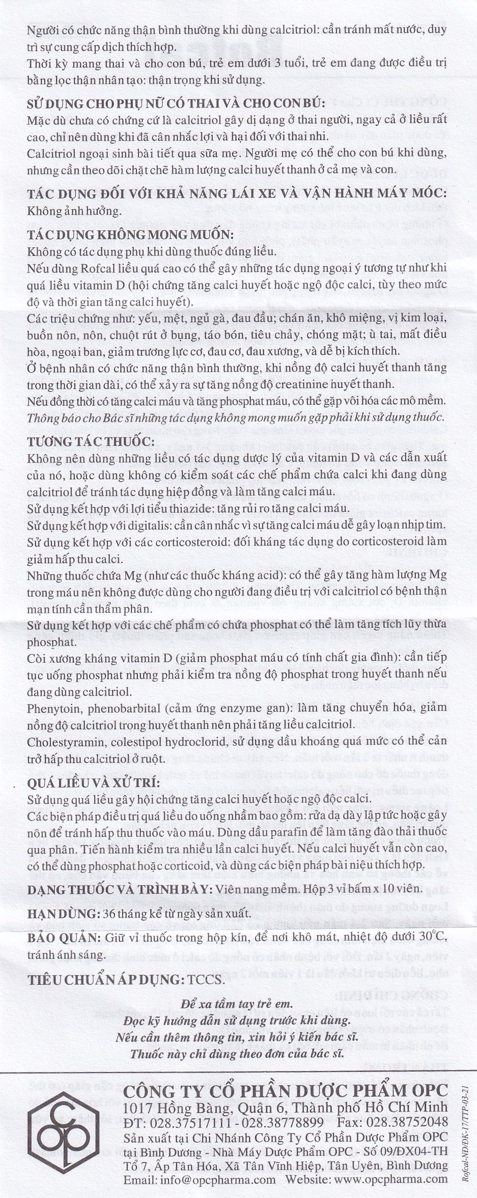 Thuốc Rofcal OPC ngăn ngừa và điều trị loãng xương (3 vỉ x 10 viên)