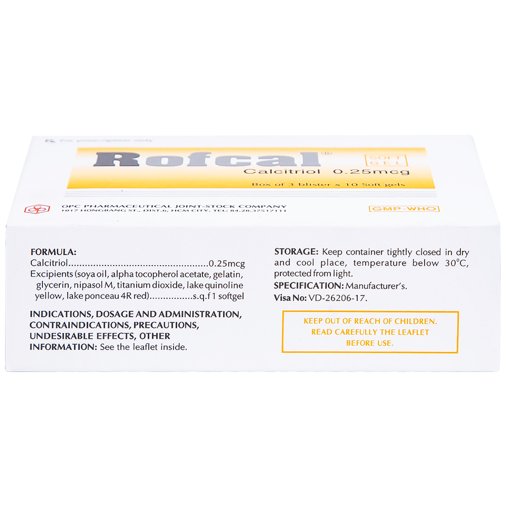 Thuốc Rofcal OPC ngăn ngừa và điều trị loãng xương (3 vỉ x 10 viên)