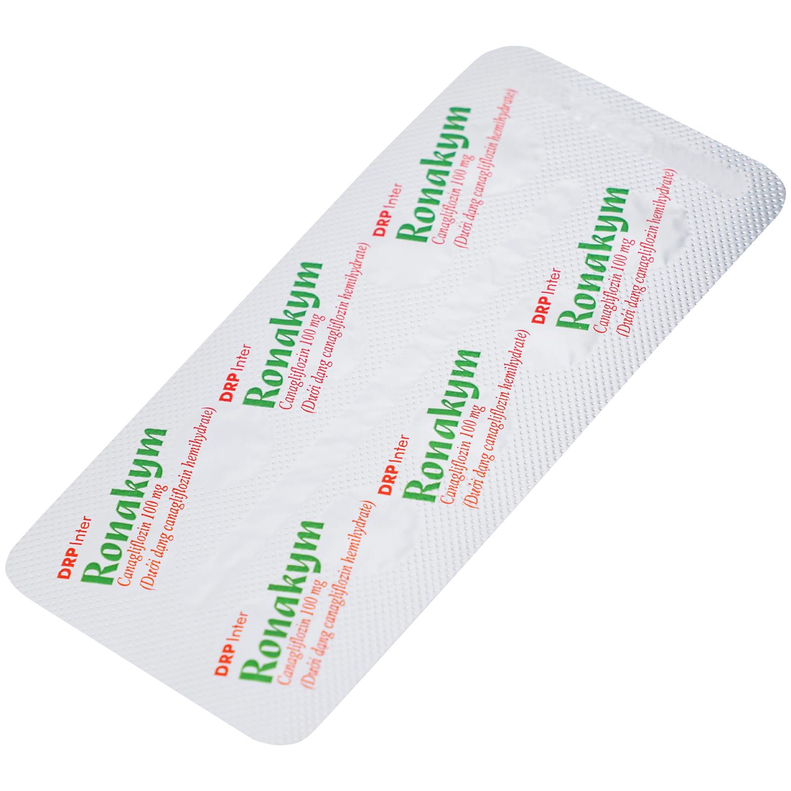Thuốc Ronakym 100mg DRP Inter điều trị đái tháo đường tuýp 2 ở người lớn (3 vỉ x 10 viên)