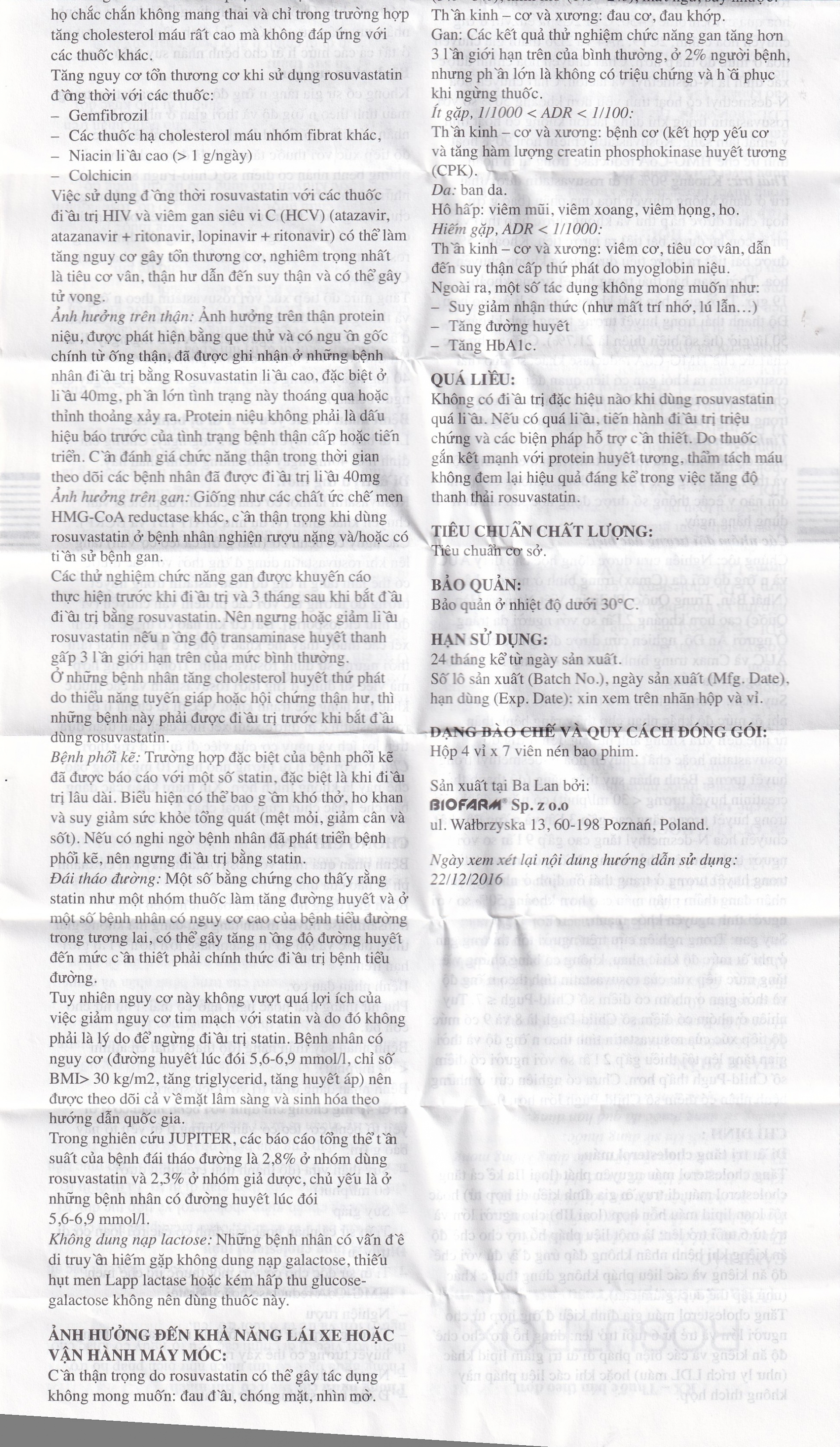 Thuốc Rosutrox 10mg Biofarm điều trị tăng cholesterol máu (4 vỉ x 7 viên) 