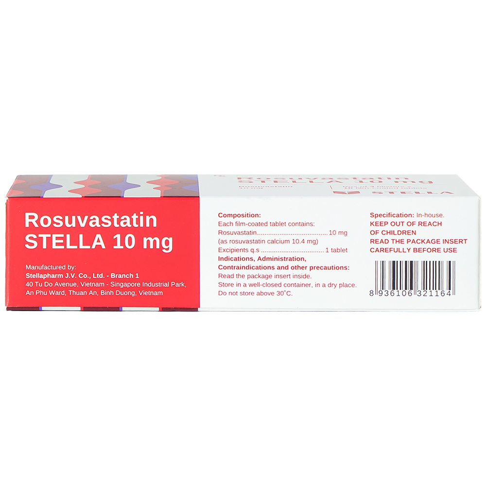 Thuốc Rosuvastatin Stella 10mg điều trị tăng cholesterol máu (3 vỉ x 10 viên)