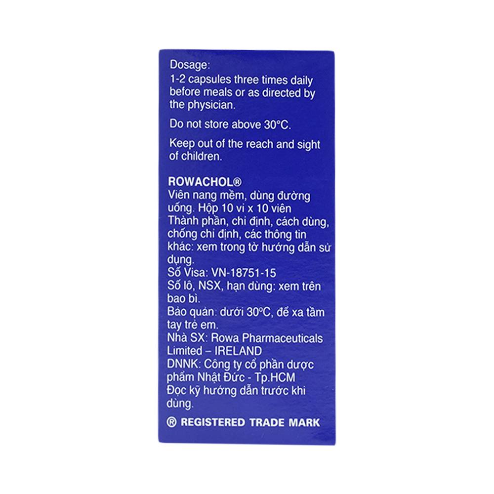 Thuốc Rowachol Rowa điều trị làm tan sỏi đường mật (10 vỉ x 10 viên)