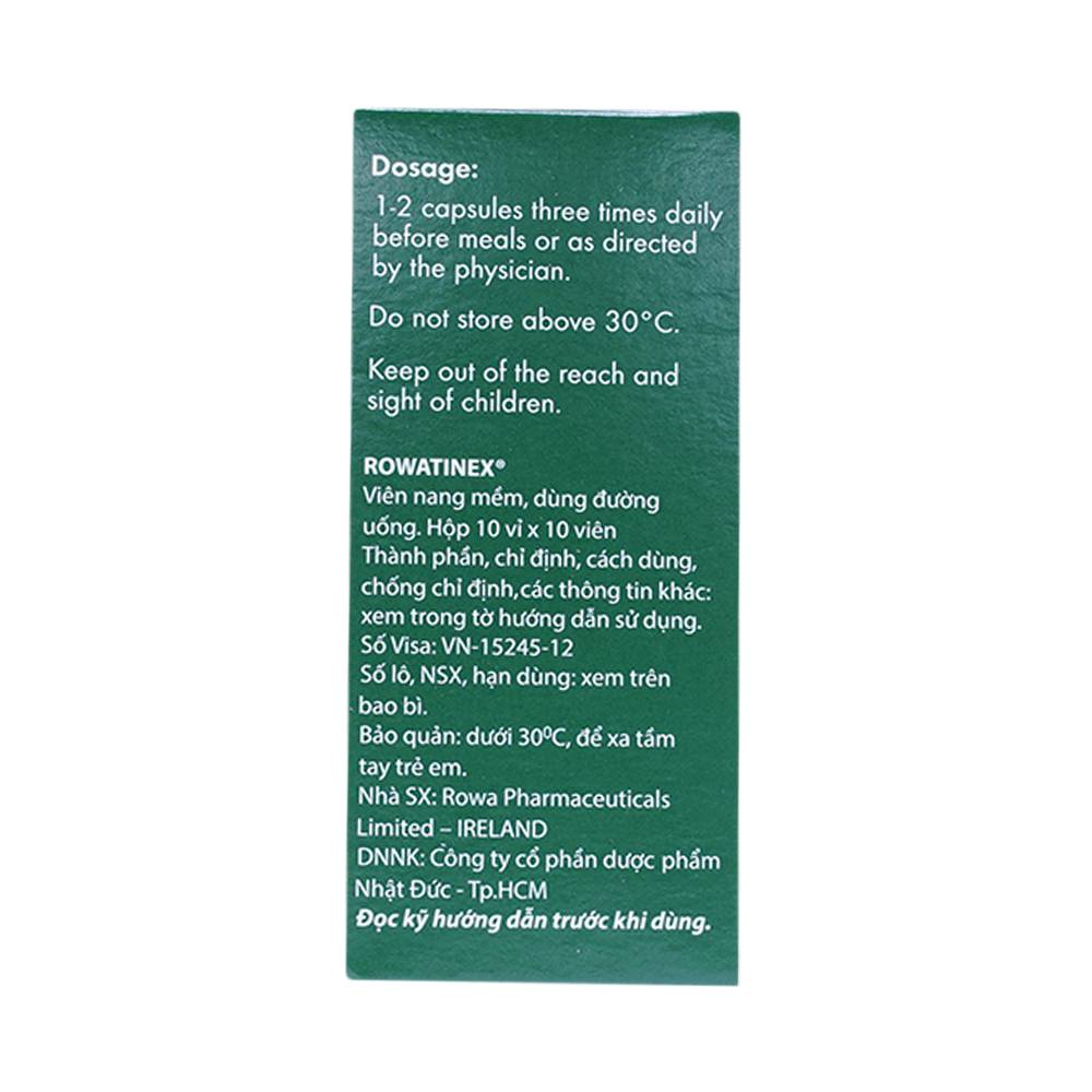 Thuốc Rowatinex Rowa điều trị bệnh sỏi niệu, sỏi thận (10 vỉ x 10 viên)