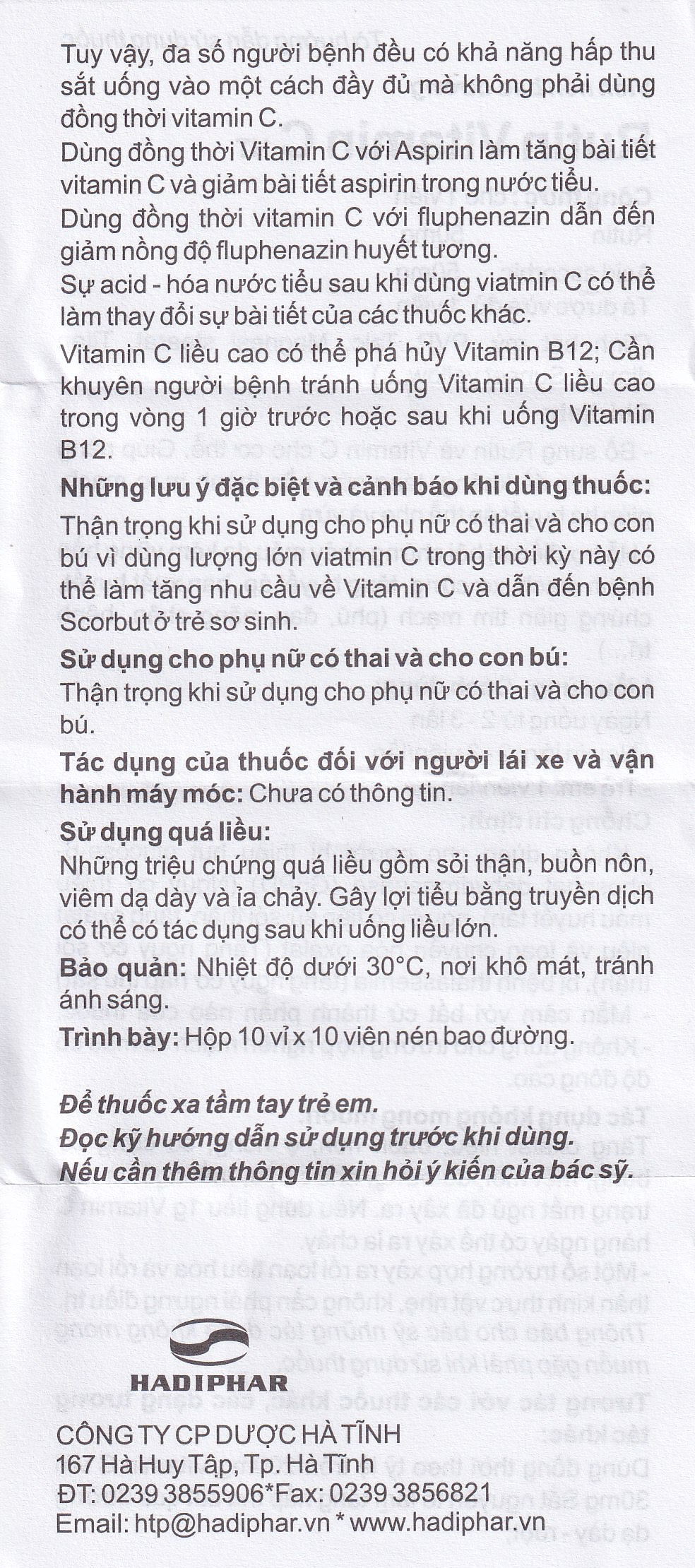 Thuốc Rutin Vitamin C Hadiphar tăng sức bền thành mao mạch, điều trị chứng giãn tĩnh mạch (10 vỉ x 10 viên)