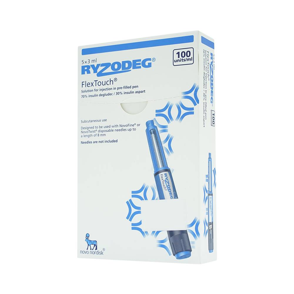 Bút tiêm Ryzodeg FlexTouch 100Units/ml điều trị đái tháo đường (5 cây x 3ml)