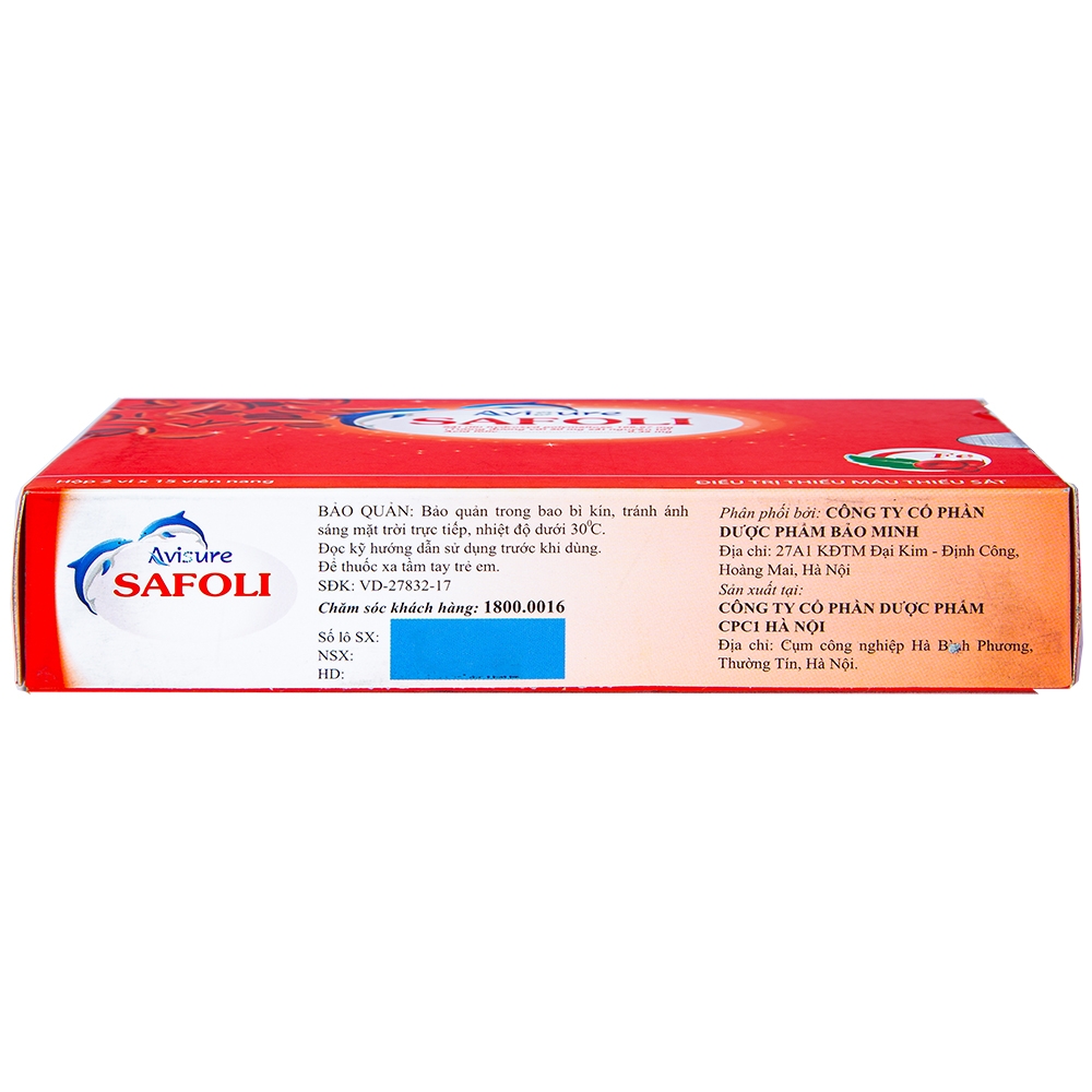 Thuốc Safoli Avisure điều trị thiếu máu, thiếu sắt trong kỳ mang thai (2 vỉ x 15 viên)