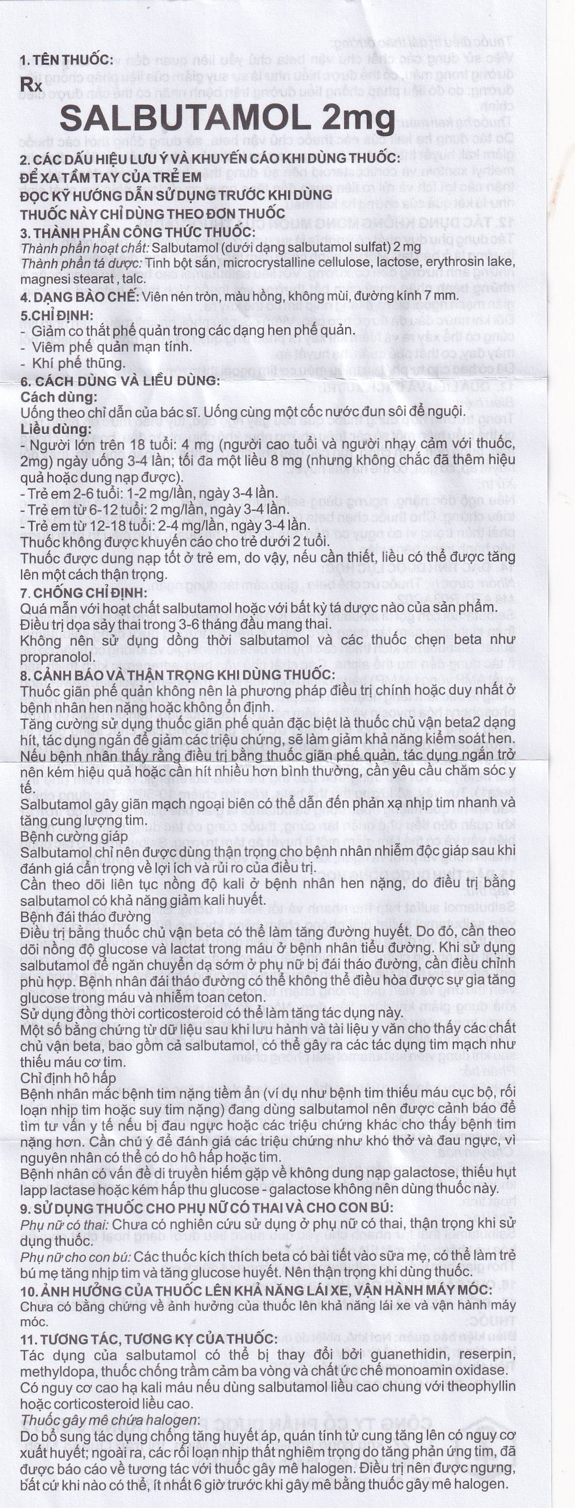 Thuốc Salbutamol 2mg Dopharma giúp giảm co thắt phế quản trong hen, viêm phế quản mãn tính (10 vỉ x 10 viên)