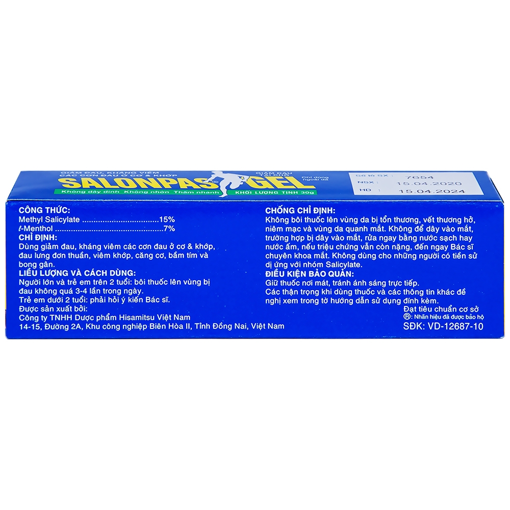  Gel Salonpas giảm đau, kháng viêm các cơn đau cơ, khớp (30g)