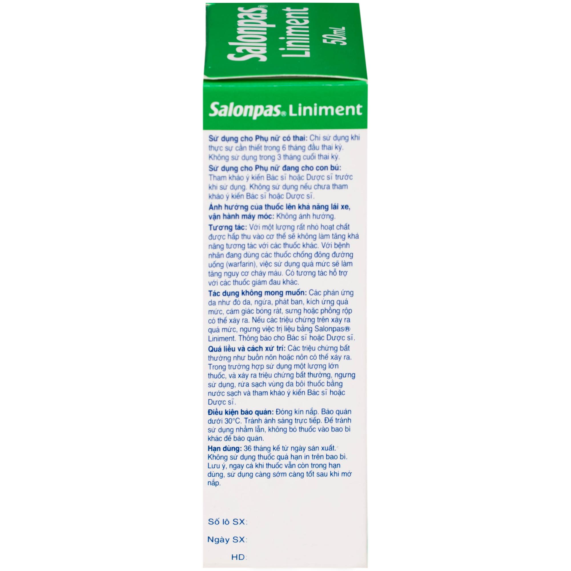 Dầu Salonpas Liniment giảm đau, kháng viêm các cơn đau vai, đau cơ (50ml)