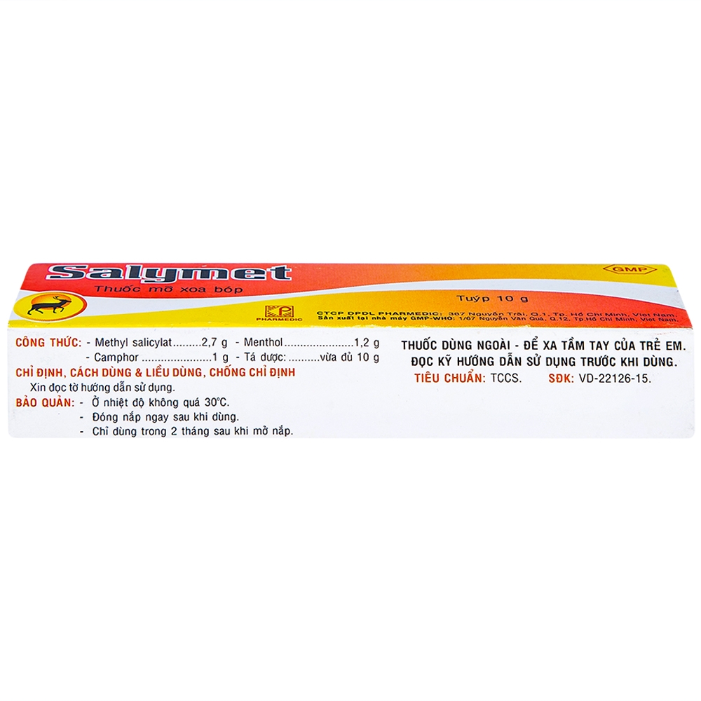Thuốc mỡ xoa bóp Salymet hỗ trợ điều trị nhức mỏi do vận động, sưng đau, tê thấp (10g)