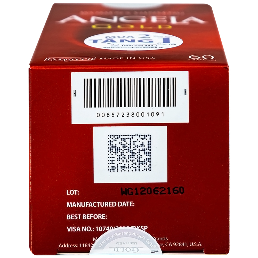Viên uống hỗ trợ làn da căng sáng tăng cường sinh lý nữ Angela Gold Ecogreen (60 viên)