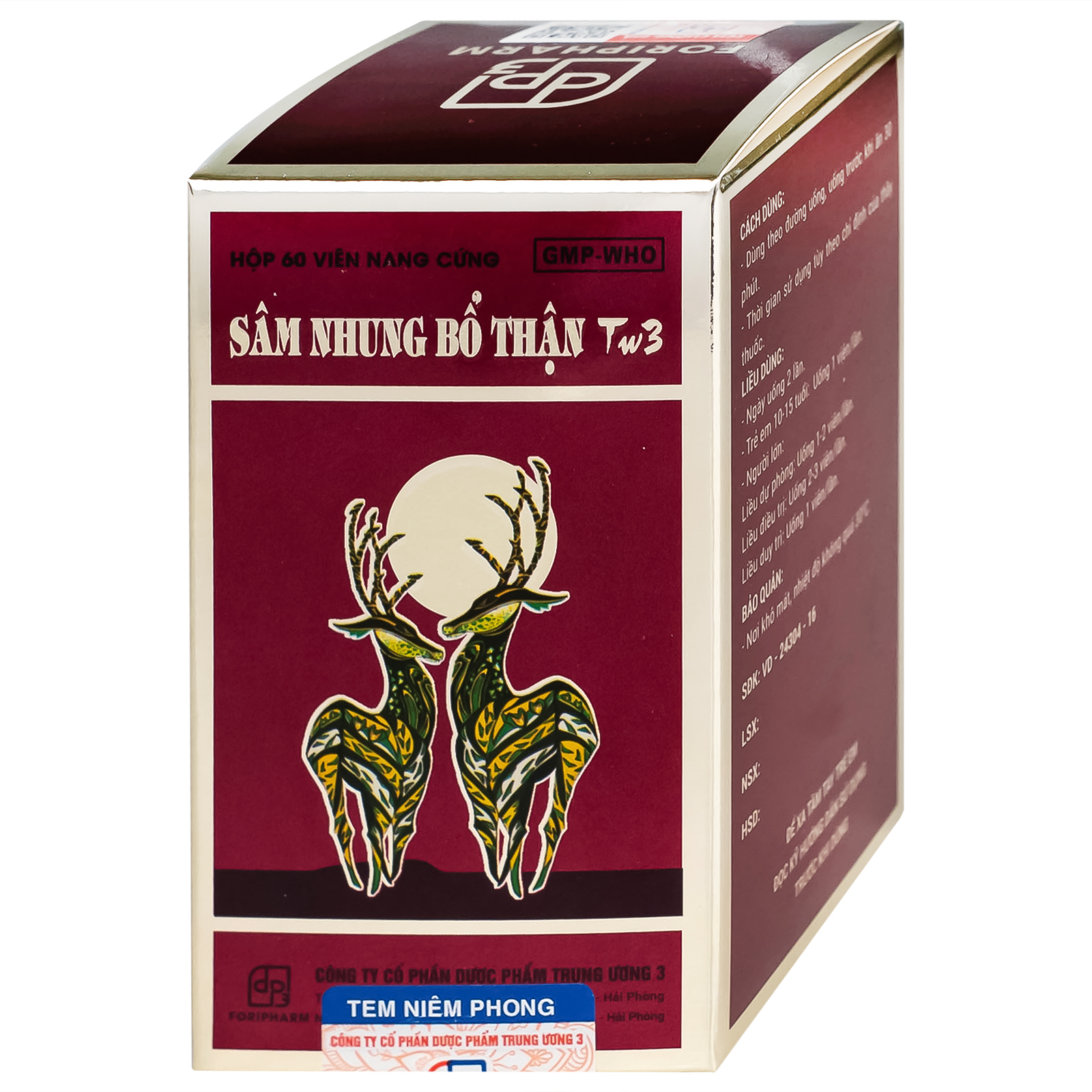 Sâm nhung bổ thận TW3 Foripharm giúp tăng cường sức khỏe, cải thiện tiểu đêm, tê mỏi chân tay (60 viên)