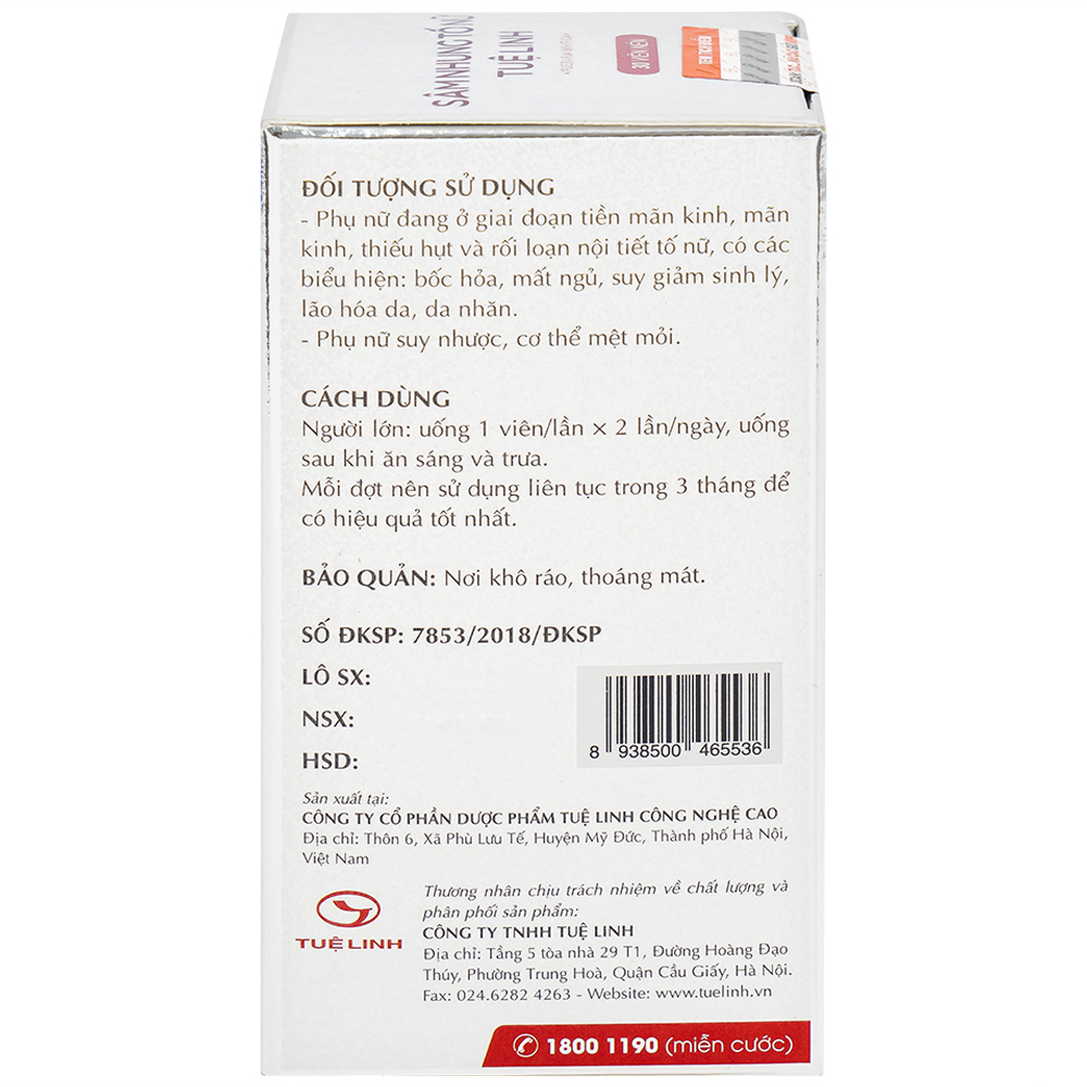 Viên hỗ trợ tăng cường nội tiết tố nữ Sâm Nhung Tố Nữ Tuệ Linh (30 viên)