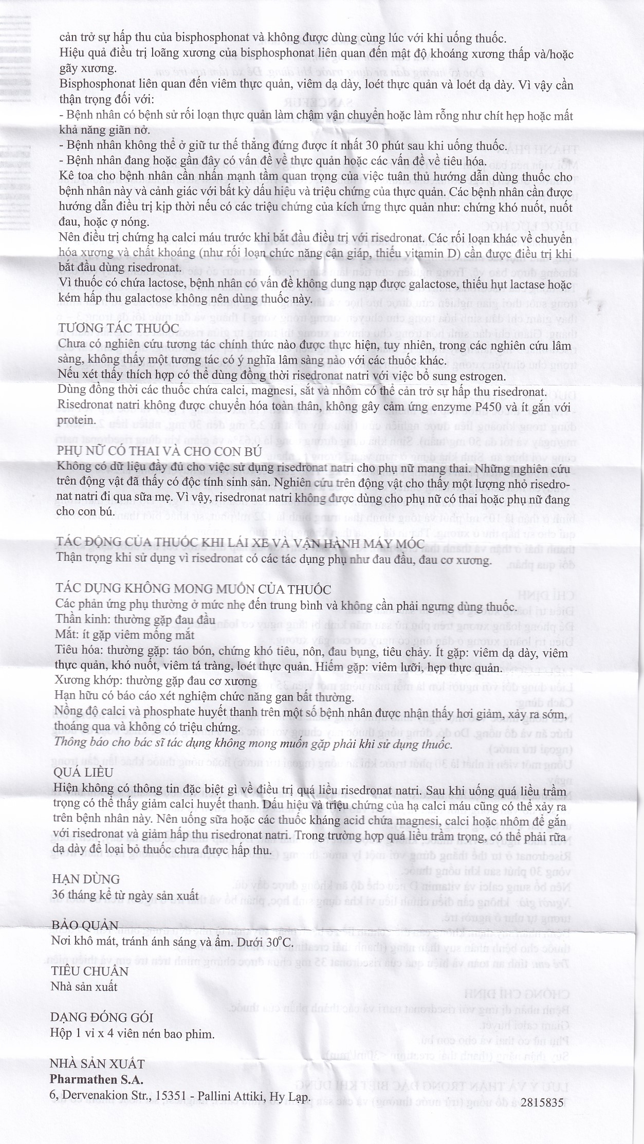 Thuốc Sancefur 35mg Pharmathen điều trị và phòng ngừa loãng xương (1 vỉ x 4 viên)